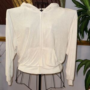 H&M Cream Terry Cloth Zip Hoodie
